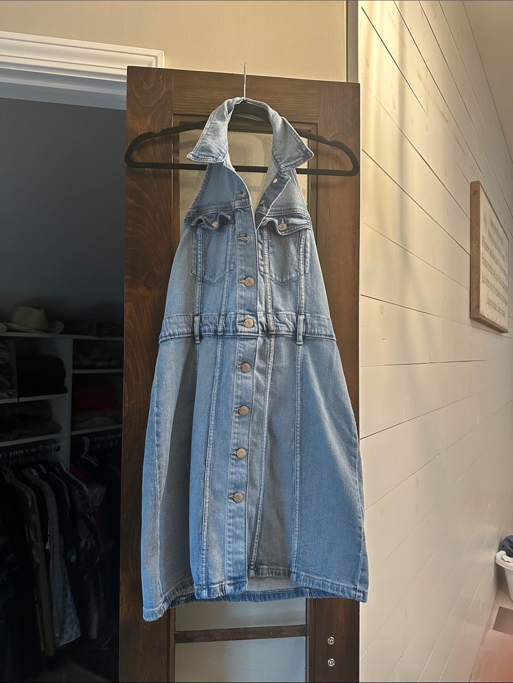 GAP Light Blue Denim Halter Dress